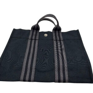 Hermès Herbag Cabas Black Canvas Tote Bag
